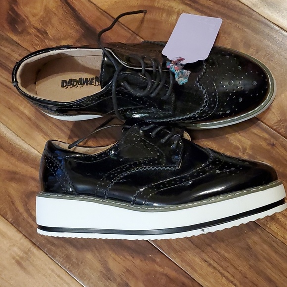 Dadawen Lace Up Platform Black Wingtips Size: 8.5 - Picture 2 of 5